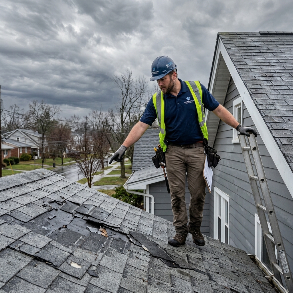 Storm damage inspection on a residential home